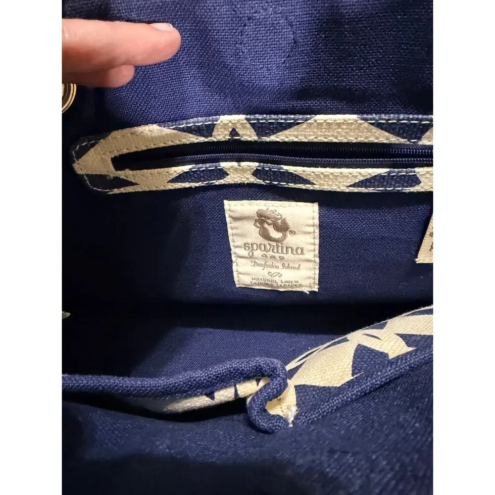 Spartina 449 Tybrisa Day Tote Navy Ivory Geometric Top Handle Purse